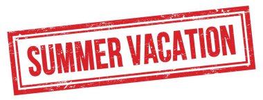 Kırmızı grungy vintage dikdörtgen damgalı YAZ Tatil metni.