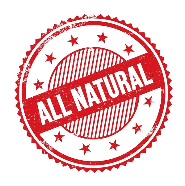 All Natural Text Written Red Grungy Zig Zag Border Stamp — Stok Foto