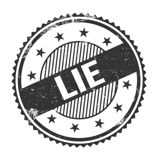 Lie Text Written Black Grungy Zig Zag Borders Stamp — 图库照片