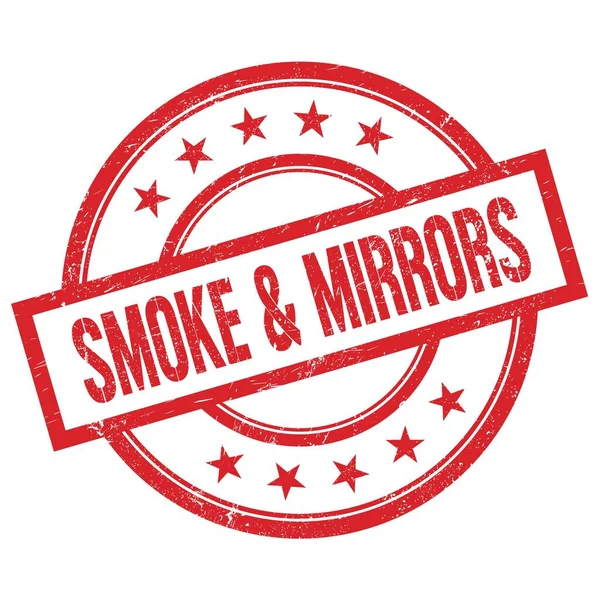 Texte Smoke Mirrors Écrit Sur Timbre Rond Caoutchouc Vintage Rouge — Photo