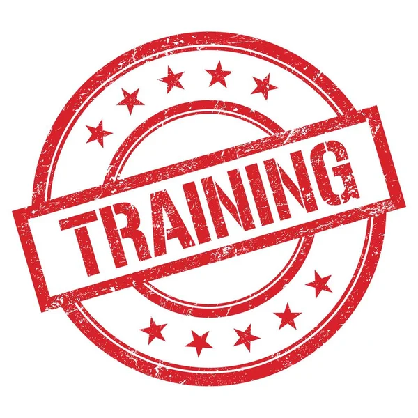 Kırmızı yuvarlak vintage kauçuk damga üzerine yazılmış eğitim metni.