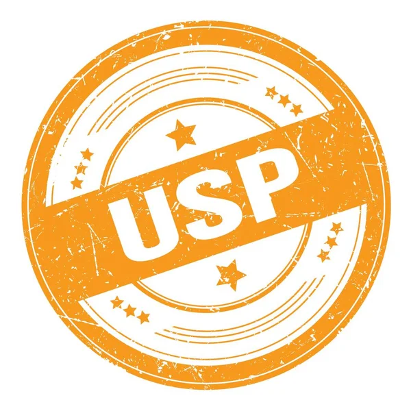 Turuncu yuvarlak grungy doku damgası üzerine USP metin.