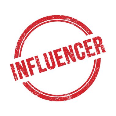 Kırmızı grungy vintage yuvarlak pul üzerine yazılmış INFUENCER metni.
