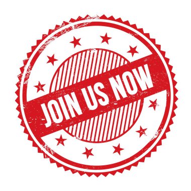 ABD 'ye Katıl Şimdi Kırmızı grungy zig zag kenarları yuvarlak pul üzerine yazılmış metin.