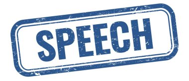 Mavi grungy vintage dikdörtgen pulu üzerine SPEECH metni.
