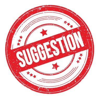Kırmızı yuvarlak grungy desen damgalı SUGGESTION metin.