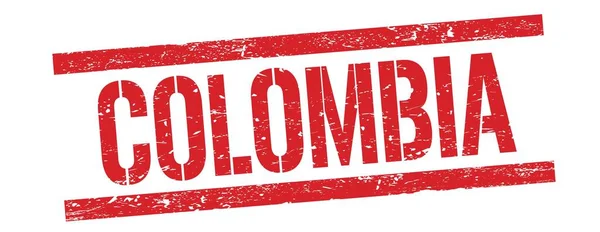 红色黑色矩形邮票标志上的Colombia文字 — 图库照片