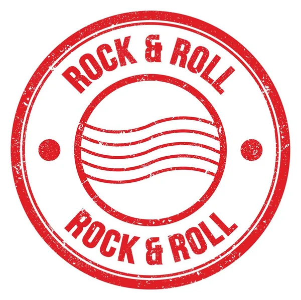 红圆形邮票上写的Rock Roll字 — 图库照片