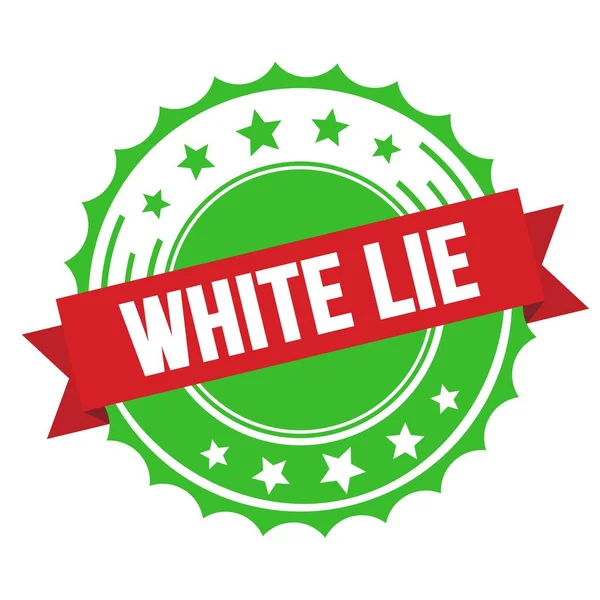Kırmızı Yeşil Rozet Damgasında Beyaz Yalan Metni — Stok fotoğraf