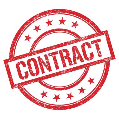 Kırmızı yuvarlak vintage kauçuk damga üzerine yazılmış ContracACT metin.