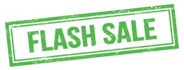 Yeşil grungy vintage dikdörtgen damgalı FLASH satışı metni.