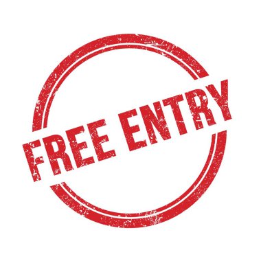 Kırmızı grungy vintage yuvarlak damgalı özgür giriş metni.