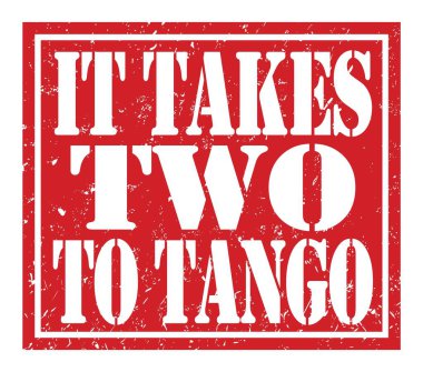 TANGO 'ya iki kişi gider, kırmızı pul üzerine yazılmış kelimeler.