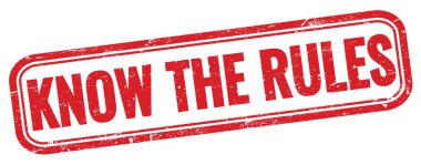 Kırmızı grungy dikdörtgen damgasındaki kural metnini bil.