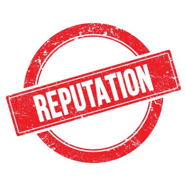 Kırmızı grungy yuvarlak vintage damga üzerinde REPUTATION metin.