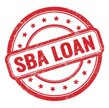 SBA kredi metni kırmızı grungy vintage yuvarlak kauçuk damga.