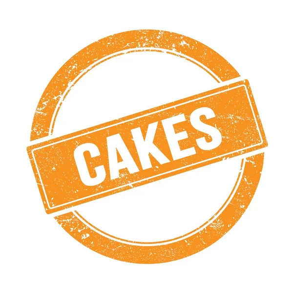 Cakes Texto Laranja Grungy Rodada Carimbo Vintage — Fotografia de Stock