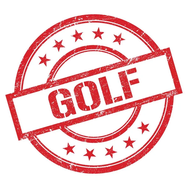 Testo Golf Scritto Timbro Rosso Rotondo Gomma Vintage — Foto Stock