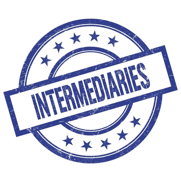 Intermediarios Texto Escrito Azul Redondo Sello Goma Vintage — Foto de Stock