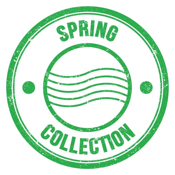Frühlingsammlung Text Auf Grünem Rundem Poststempelschild Geschrieben — Stockfoto