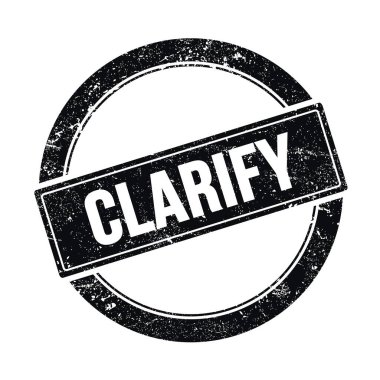 KLARIFY metin üzerinde siyah grungy yuvarlak vintage pul.