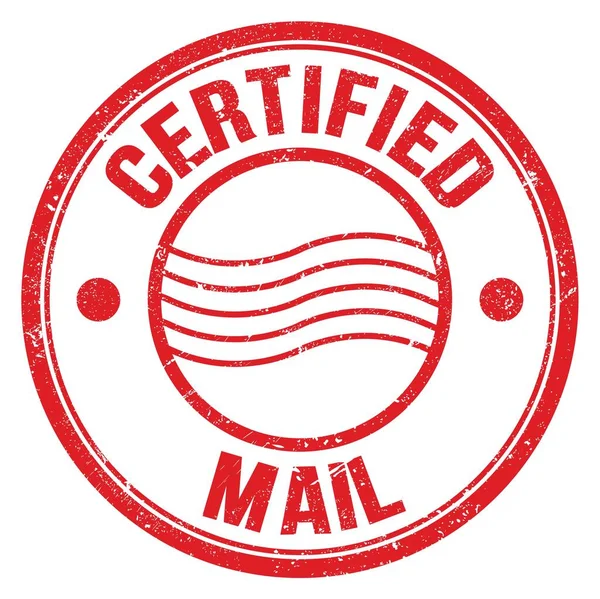 Certificado Texto Postal Escrito Vermelho Redondo Carimbo Postal — Fotografia de Stock