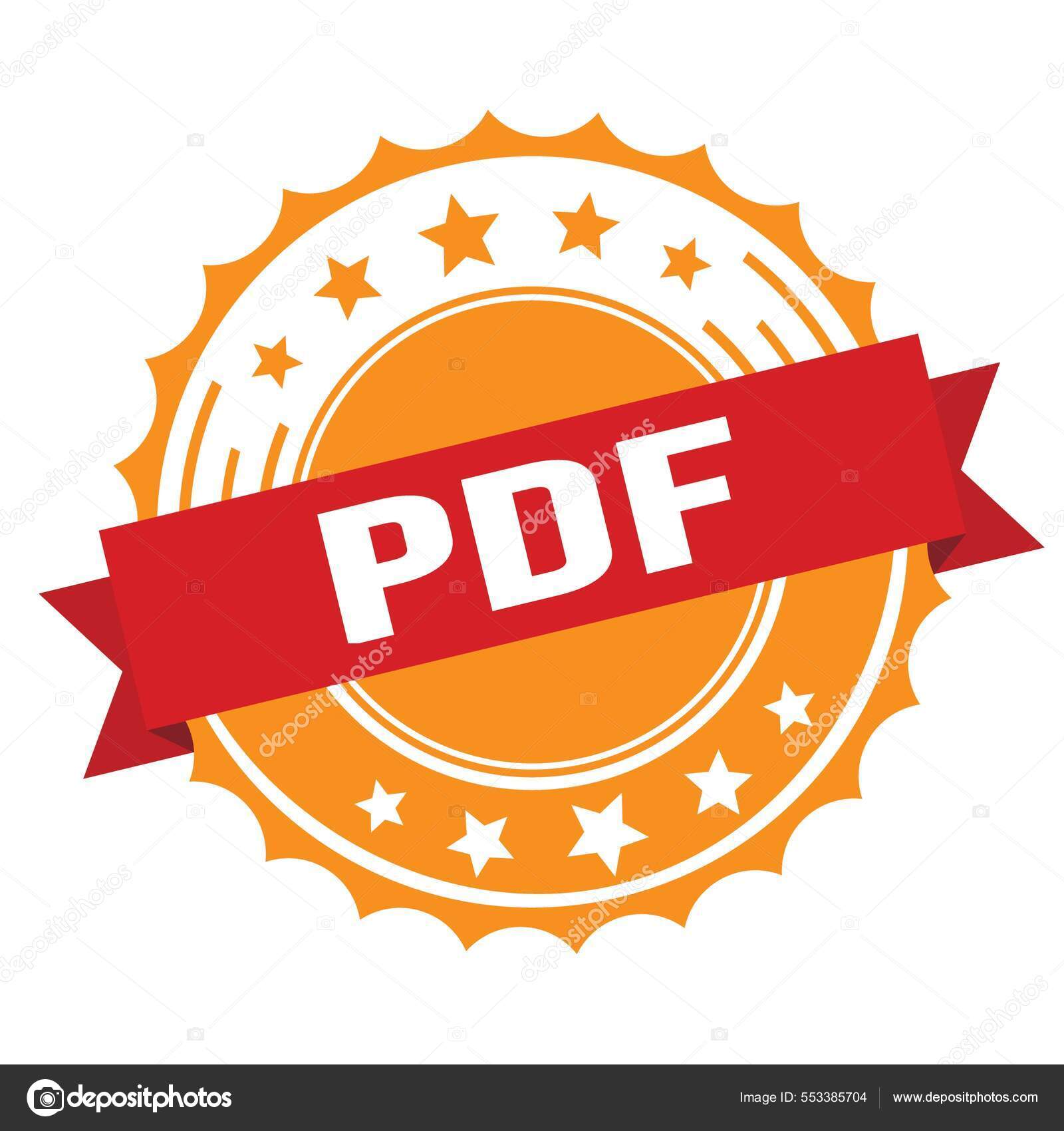 Pdf Text Red Orange Ribbon Badge Stamp Stock Illustration by ©outchill ...