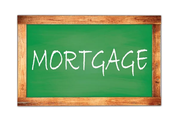 Mortgage Szöveget Írt Zöld Fából Készült Keret Iskolai Táblán — Stock Fotó