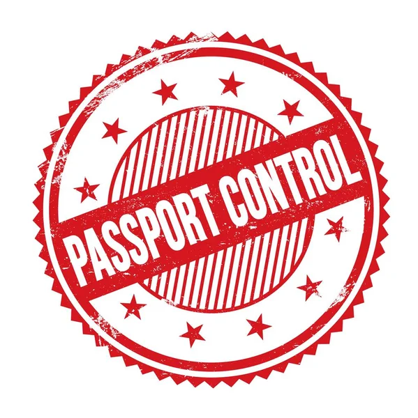 Passport Control Text Written Red Grungy Zig Zag Borders Stamp — Stock Photo, Image