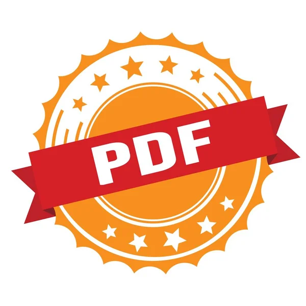 Pdf Tekst Rood Oranje Lint Badge Stempel — Stockfoto
