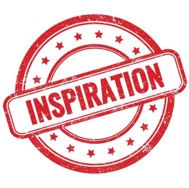 Kırmızı vintage grungy yuvarlak kauçuk damga üzerine ilham metni.