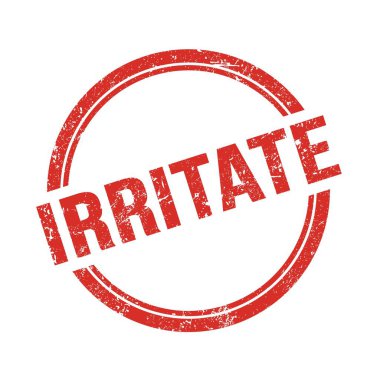 Kırmızı grungy vintage yuvarlak damgalı IRRITATE metin.