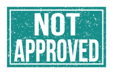 Onaylanmadı, mavi dikdörtgen mühür işareti üzerine yazılmış kelimeler