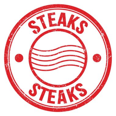 Kırmızı yuvarlak posta pulu işareti üzerine STEAKS kelimesi