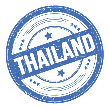 Mavi yuvarlak grungy doku damgası üzerine THAILAND metni.