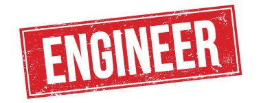 Kırmızı grungy dikdörtgen damga işareti üzerinde ENGINEER metin.
