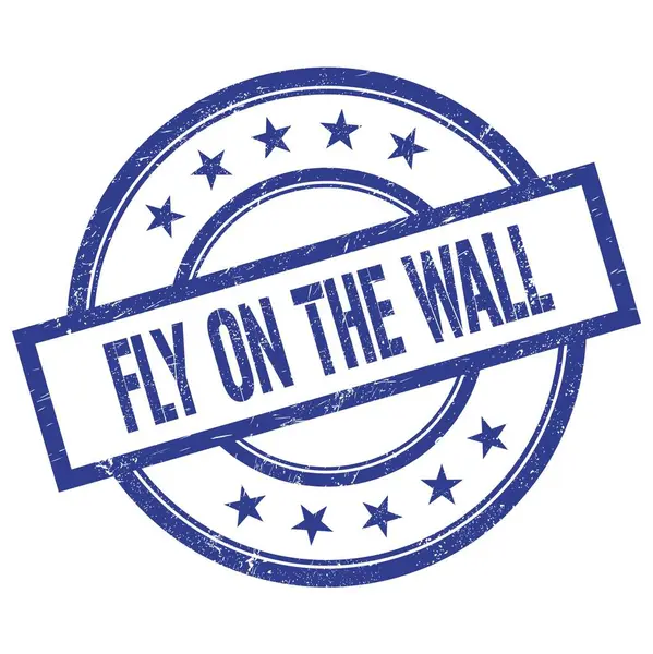 Fly Wall Texto Escrito Azul Redondo Selo Borracha Vintage — Fotografia de Stock