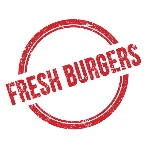 Fresh Burgers Text Written Red Grungy Vintage Stamp — Stock Photo, Image