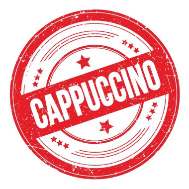 Kırmızı yuvarlak grungy desen damgası üzerinde CapPPUCCINO metin.