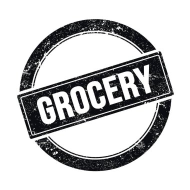 GROCERY metin üzerinde siyah grungy yuvarlak vintage pul.