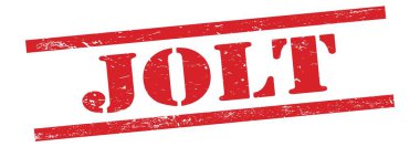 Kırmızı grungy vintage kauçuk damgalı JOLT metni.