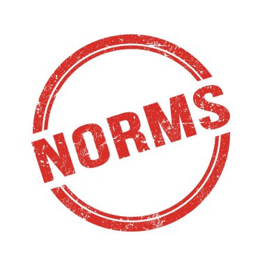 Kırmızı grungy vintage yuvarlak pulu üzerine yazılmış NORMS metni.