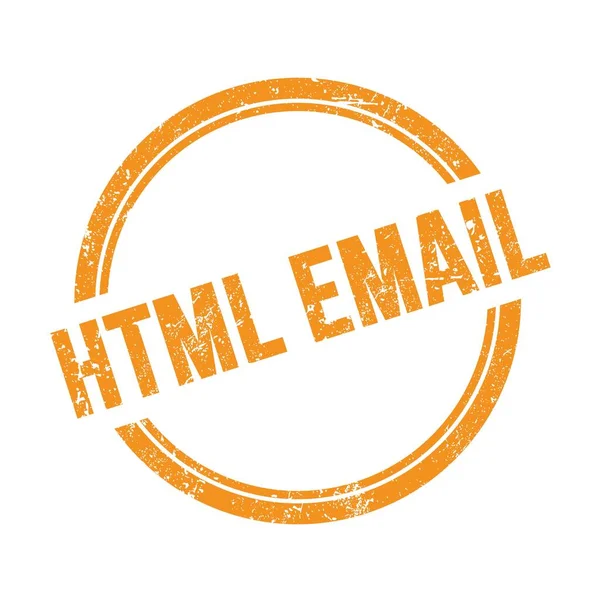 Teks Html Email Ditulis Pada Stempel Bulat Grungy Oranye — Stok Foto