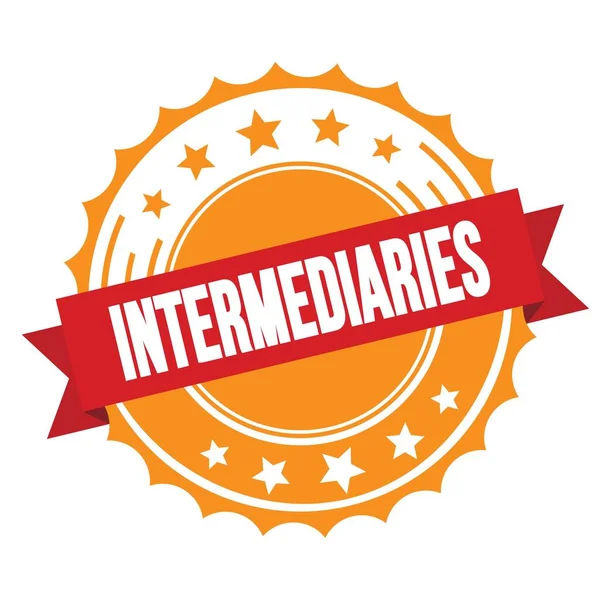 Intermediaries Tekst Rødt Orange Bånd Badge Stempel - Stock-foto