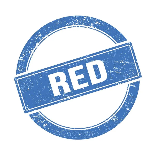 Rood Tekst Blauwe Grungy Ronde Vintage Stempel — Stockfoto