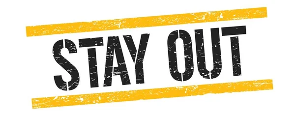 Stay Out Text Black Yellow Grungy Lines Stamp Sign — Stock fotografie