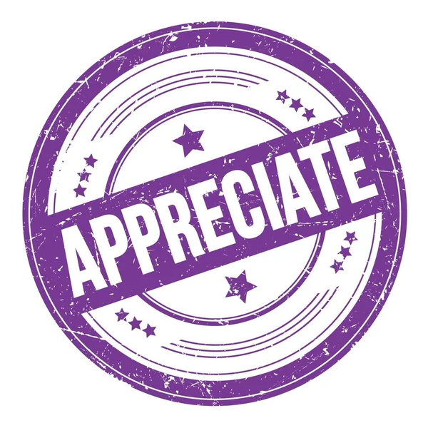 Appreciate Text Violet Indigo Grungy Texture Stamp — Stock Photo, Image