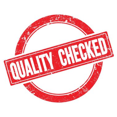 Kalifiye Kırmızı grungy yuvarlak vintage pul üzerinde kontrol metin.