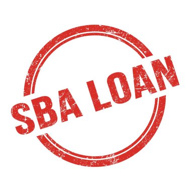 SBA kredi metni kırmızı grungy vintage yuvarlak pul üzerine yazılmış.