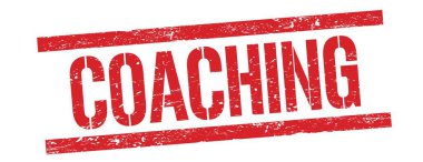 Kırmızı grungy dikdörtgen damga işareti üzerinde COACHING metin.